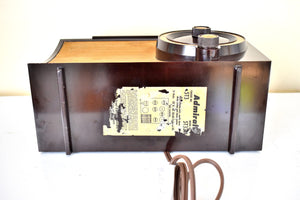 Mocha Brown and Gold 1956 Admiral 5T32 AM Vacuum Tube Radio Rare Model Rare Color Sounds Great!