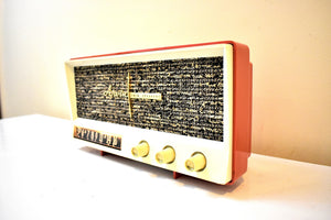 Coral Red 1959 Arvin Model 2585 Vacuum Tube AM Radio Clean and Gorgeous Looking and Sounding!