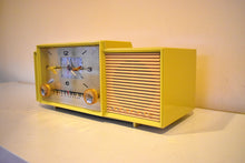 Load image into Gallery viewer, Mellow Yellow Mid Century Vintage Retro 1958 Admiral 296 Vacuum Tube AM Clock Radio Sounds Great! Rare Color!
