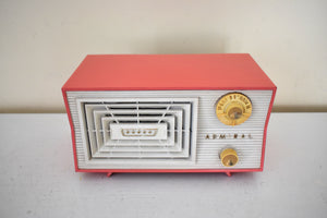Coral Pink 1955 Admiral Model 5C45N AM Vacuum Tube Radio Excellent Condition! Sounds Great! Great Looking Design!