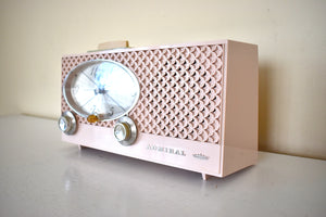 Lace Pink 1954 Admiral Model YG774 Vintage Atomic Age Vacuum Tube AM Radio Clock Sounds Great! Excellent Condition!
