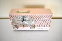 Load image into Gallery viewer, Lace Pink 1954 Admiral Model YG774 Vintage Atomic Age Vacuum Tube AM Radio Clock Sounds Great! Excellent Condition!