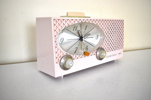 Lace Pink 1954 Admiral Model YG774 Vintage Atomic Age Vacuum Tube AM Radio Clock Sounds Great! Excellent Condition!