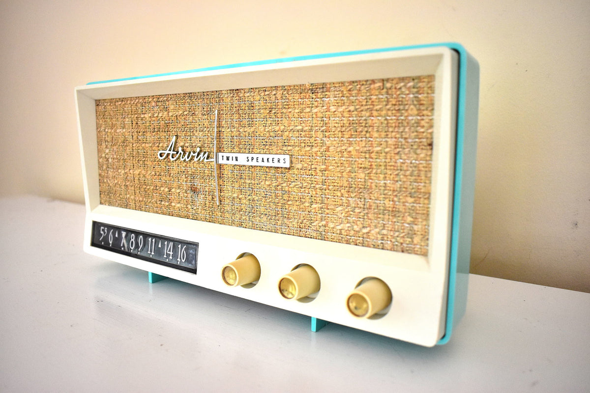 Aquamarine Turquoise 1959 Arvin Model 2585 Vacuum Tube AM Radio