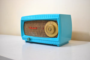 Turquoise and Wicker Vintage 1949 Capehart Model 3T55B AM Vacuum Tube Radio Totally Restored and Sounds Wonderful!