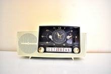 Load image into Gallery viewer, Snow White Mid-Century Modern 1959 General Electric Model C-430A Vacuum Tube AM Clock Radio Beauty! Sounds Great!