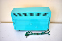 Load image into Gallery viewer, Sky Blue Turquoise 1959 General Electric Model 861 Vacuum Tube AM Radio Sputnik Atomic Age Beauty!
