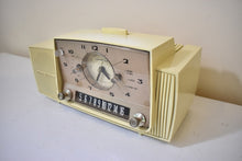 Load image into Gallery viewer, Bluetooth Ready To Go! - Buttercream Ivory Mid-Century Modern 1959 General Electric Model C-430A Vacuum Tube AM Clock Radio Beauty! Sounds Great!