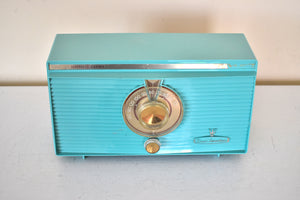 Bluetooth Ready To Go - Laguna Turquoise 1959 General Electric Model T-107B Vacuum Tube AM Radio Mid Century Sound Blaster! Excellent Condition!