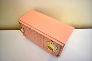 Carnation Pink Mid Century Vintage 1959 General Electric Model T-125A Vacuum Tube Radio Sounds Great! Excellent Condition!