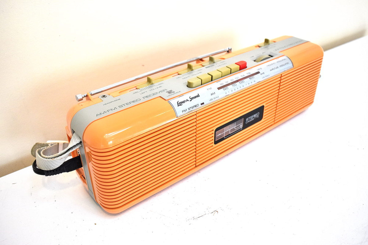 Peach Pink 80s Lenoxx Sound Model CT-725 AM FM Cassette Mini