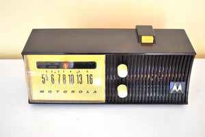 Espresso Brown Marble 1957 Motorola Model 57H AM Vacuum Tube Radio Rare Model Loud and Clear Sounding!