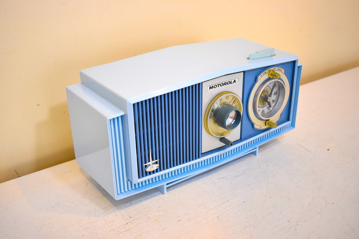 Blue on Blue Mid-Century 1963 Motorola Model C19B8 Vacuum Tube AM