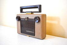 Load image into Gallery viewer, Saddle Tan 1955 Motorola Model 55B1 AM Portable Vacuum Tube Radio Sounds Great! Excellent Condition!