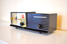 Load image into Gallery viewer, Espresso Brown 1957 Motorola Model 57CD2A Vacuum Tube AM Clock Radio Beauty Sounds Fantastic!