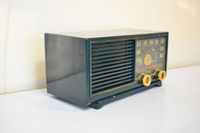 Load image into Gallery viewer, Forest Green 1953 Philco Model 53-562 Vacuum Tube Radio Sounds and Looks Great! Civil Defense Relic!