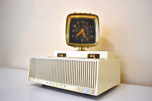 Load image into Gallery viewer, Aura White 1959 Philco Predicta Model H765-124 Vacuum Tube AM Clock Radio Awesome!