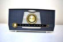 Load image into Gallery viewer, Bluetooth Ready To Go - Charcoal and White 1957 RCA Victor Model X-4JE Vacuum Tube AM Radio Sounds Great!