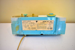Aqua Blue and White 1960 Sylvania Model 5C11 Vacuum Tube AM Radio Sounds Great! Rare Color!