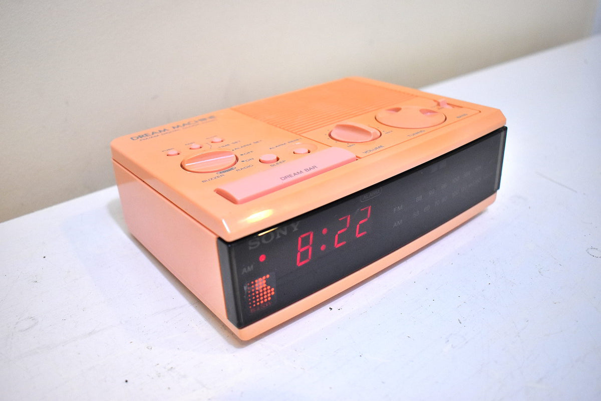 Go-Go's Pink 1980s Sony Dream Machine Model ICF-C3W AM FM Digital