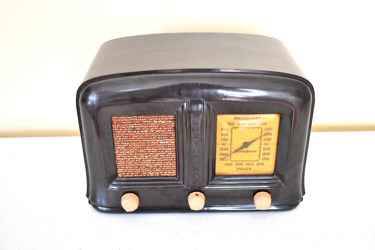 Walnut Brown Bakelite 1936 Westinghouse Model Wr 120 Vacuum Tube Am Sh Retro Radio Farm