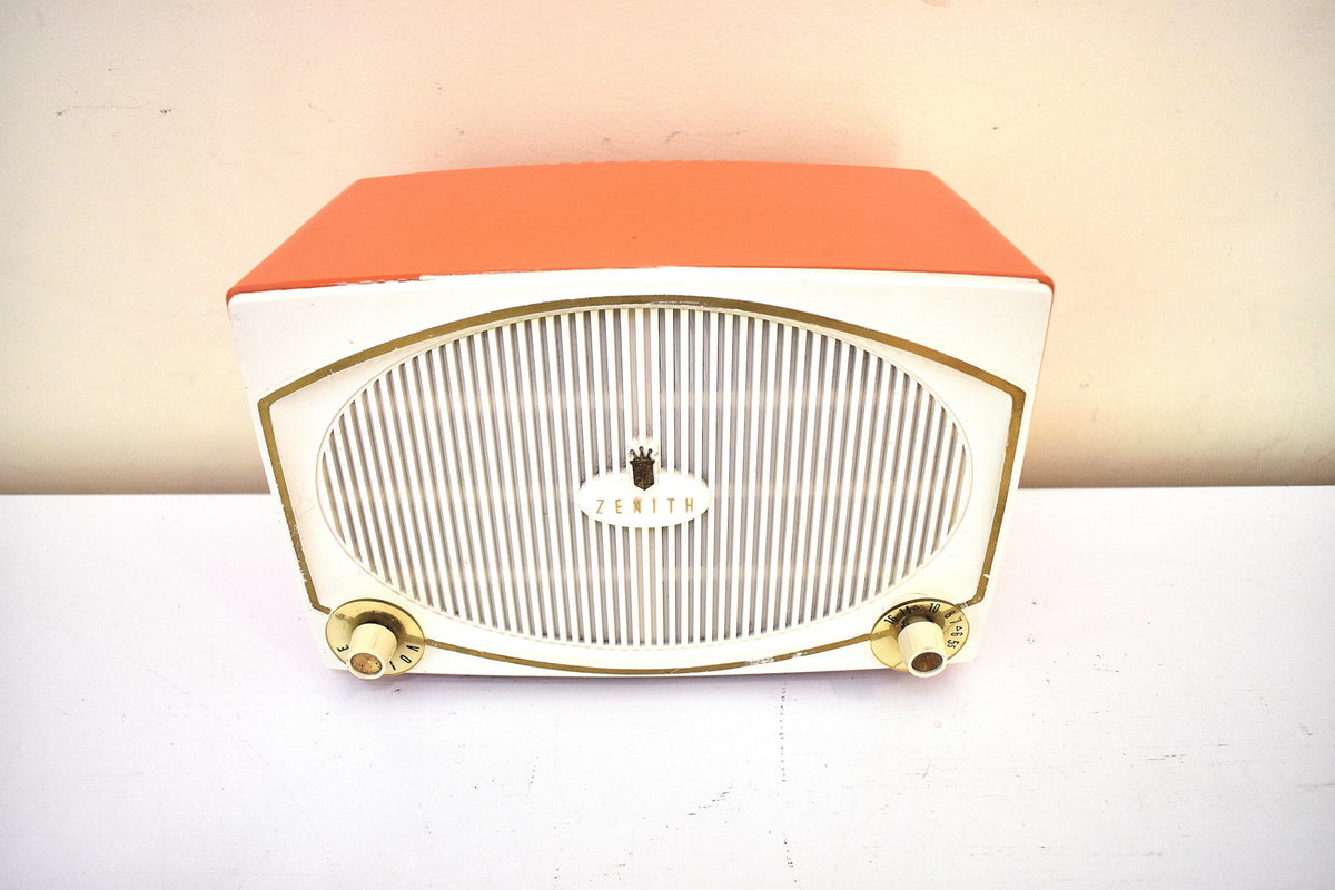 Mandarin Orange 1959 Zenith Model B513V "The Toreador" AM Vacuum Tube