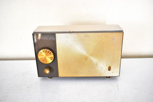 Bluetooth Ready To Go - Taupe and Tan Beauty 1960 Zenith Model F512 AM Vacuum Tube Radio Sounds Fantastic Cute MCM Looking Number!