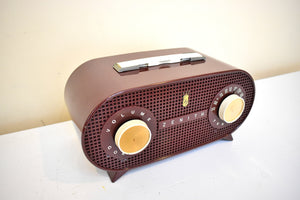 Burgundy Red 1955 Zenith Model R510R Vacuum Tube AM Radio Oval Owl Eyes! Excellent Condition! Sounds Great!