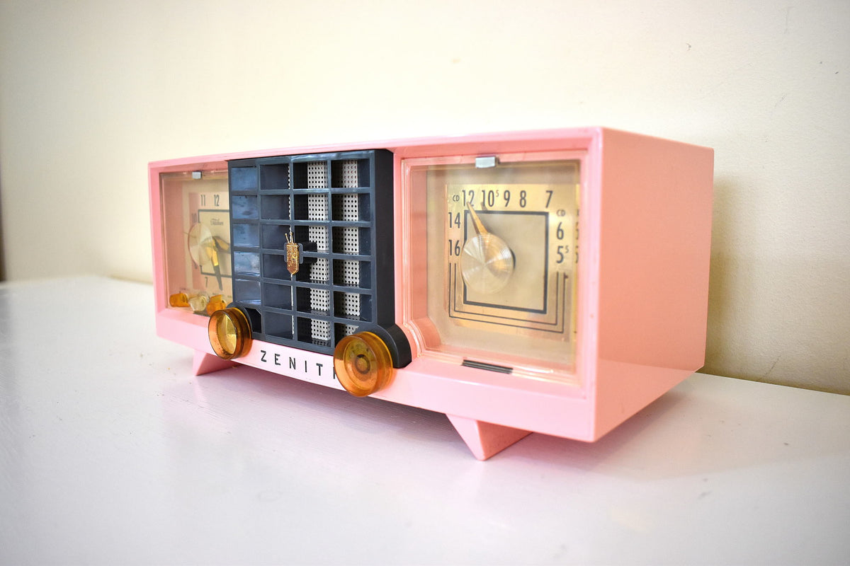 Veronica Pink and Black Mid Century Vintage 1956 Zenith 519V AM
