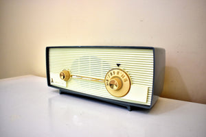 Dolphin Gray and White 1958 Admiral Model 5D4 Vacuum Tube AM Radio Sounds Great! Excellent Condition!