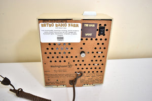Bluetooth Ready To Go - "The Space Maker" Sand Beige Vintage 1965 Westinghouse H-211L5 AM Vacuum Tube Alarm Clock Radio Sounds Great! Always On Clock Light Works!