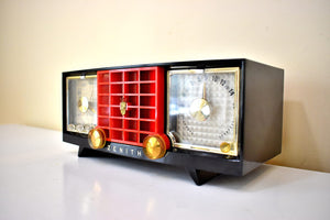 Widow Black and Red Mid Century Vintage 1955 Zenith R521Y AM Vacuum Tube Clock Radio Works Great and Excellent Condition!