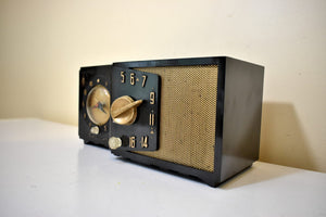 Mamba Black Avant Garde 1954 Emerson Model 788 Series B Vacuum Tube AM Alarm Clock Radio Rare! Excellent Condition! Sounds Great!