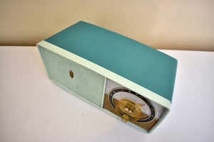 Bluetooth Ready To Go - Turquoise and Frost Blue 1959 Zenith Model B511 "The Trumpeteer" AM Vacuum Tube Radio Sounds Great Excellent Condition!