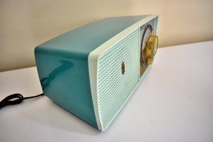 Bluetooth Ready To Go - Turquoise and Frost Blue 1959 Zenith Model B511 "The Trumpeteer" AM Vacuum Tube Radio Sounds Great Excellent Condition!