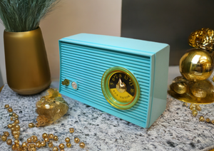 Bluetooth Ready To Go - Robin Egg 1961 RCA Victor Model 1-RA-25 'The Hardy' Vacuum Tube AM Radio Mid Century Sound Great! Awesome Color!