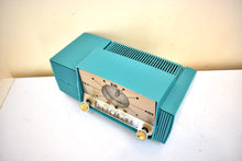 Load image into Gallery viewer, Seafoam Green Mid Century 1959 General Electric Model 913D Vacuum Tube AM Clock Radio