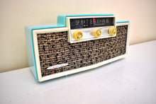 Load image into Gallery viewer, Ming Blue 1959 Silvertone Model 9009 Vacuum Tube AM Radio Rare Beautiful Excellent Plus Condition!
