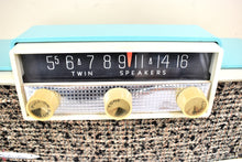 Load image into Gallery viewer, Ming Blue 1959 Silvertone Model 9009 Vacuum Tube AM Radio Rare Beautiful Excellent Plus Condition!
