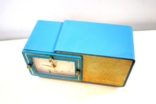 Load image into Gallery viewer, SOLD! - Aug 28, 2019 - Turquoise and Gold 1959 Bulova Model 100 AM Antique Clock Radio Simply Fabulous! - [product_type} - Bulova - Retro Radio Farm