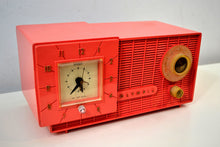 Load image into Gallery viewer, Watermelon Pink Mid Century Retro Jetsons 1957 Olympic Model 408 AM Clock Radio Totally Restored! - [product_type} - Olympic - Retro Radio Farm