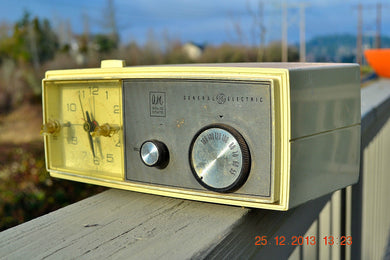 SOLD! - July 1, 2014 - Modern Jet Age Eames 1960-70's General Electric Beige Clock Radio Alarm Works!