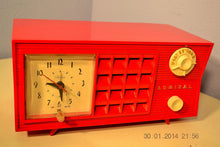 Load image into Gallery viewer, SOLD! - June 17, 2014 - LIPSTICK RED Vintage Atomic Age 1955 Admiral 5S38 Tube AM Radio Clock Alarm - [product_type} - Admiral - Retro Radio Farm