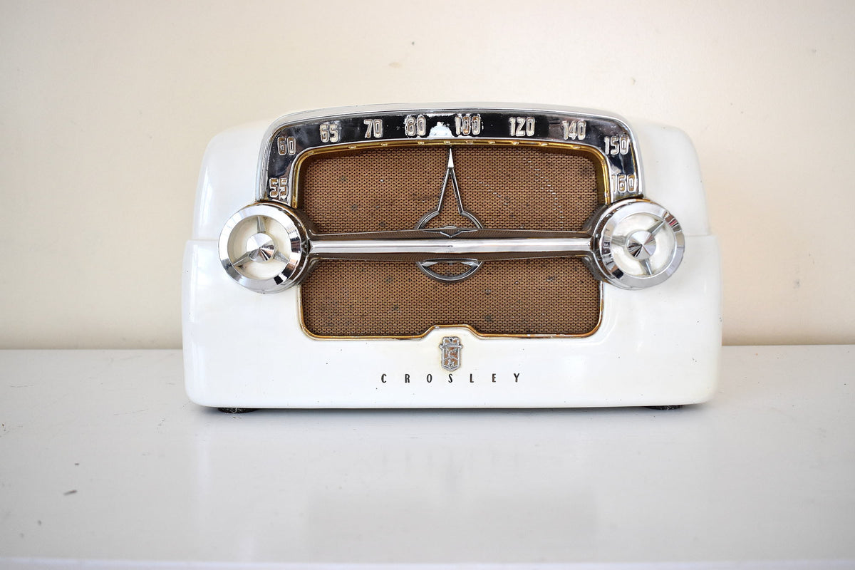 ポーラー ホワイト 1953 クロスリー モデル E-15 WE AM 真空管ラジオ 高品質の構造で素晴らしいサウンドです。