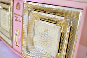 Monaco Pink Gold 1959 Bulova Model 330 AM Vacuum Tube Radio Rare Model Superb Sounding Bling Bling!