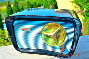 SOLD! - Aug 9, 2014 - SO JETSONS LOOKING Retro Vintage AQUA and BLACK Travler T-204 AM Tube Radio WORKS! - [product_type} - Travler - Retro Radio Farm