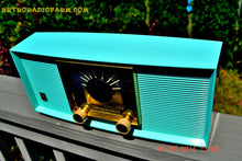 Load image into Gallery viewer, SOLD! - Sept 4, 2014 - RIDICULOUS CLEAN AQUA BLUE Retro Jetsons 1957 Magnavox R5 Tube AM Radio Dual Speaker WORKS! - [product_type} - Magnavox - Retro Radio Farm