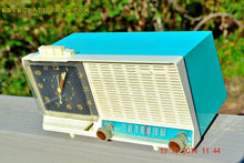 Load image into Gallery viewer, SOLD! - Dec 4, 2014 - AQUA and White Retro Jetsons Vintage 1958 General Electric C-451B AM Tube Clock Radio WORKS! - [product_type} - General Electric - Retro Radio Farm