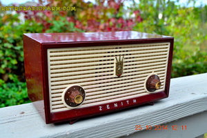 SOLD! - Dec 30, 2014 - BURGUNDY Retro Jetsons Vintage 1957 Zenith B508R AM Tube Radio WORKS!
