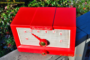 SOLD! - Dec 24, 2014 - CHERRY Red Retro Jetsons Vintage 1956 Packard Bell 5R1 AM Tube Radio WORKS! - [product_type} - Packard-Bell - Retro Radio Farm